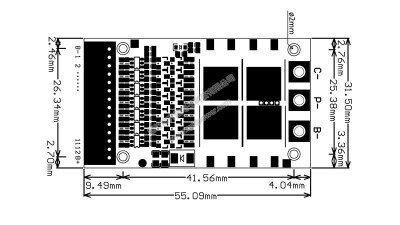 Плата захисту літієвий акумулятор BMS плата LiIon 13S 25A 48V no balance (16693)