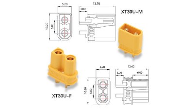 Штекер роз'єм нейлоновий XT30 пара 30A (16696)