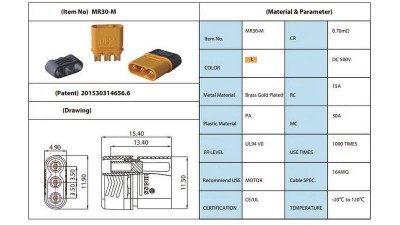 Штекер роз'єм нейлоновий MR30-m пара 30A (16697)