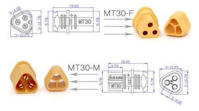 Штекер роз'єм нейлоновий MT30 пара 30A (16699)