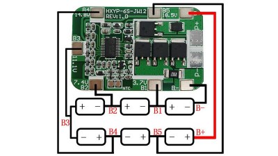 Плата захисту акумулятора Li-Ion 6S 22.2V під 18650 14А без балансу (16845)