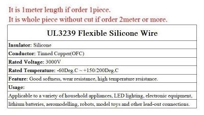 Монтажний кабель силіконовий 26awg UL3239 1.5мм 180С білий 1м (16981)