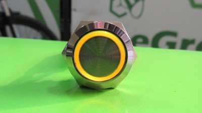 Кнопка антивандальна 19мм жовта без фіксації з підсвіткою 24VDC (17218)