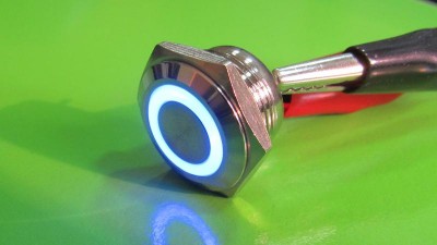 Кнопка антивандальна 16мм синя без фіксації з підсвіткою 24VDC (17219)