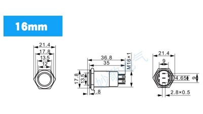 Кнопка антивандальна 16мм selflock з фіксацією 220VAC (17220)