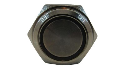 Кнопка антивандальна 16мм жовта з фіксацією з підсвіткою 220VAC (17222)