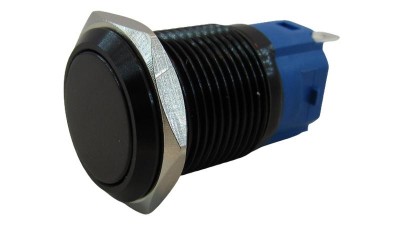 Кнопка антивандальна 16мм чорна selflock з фіксацією 220VAC (17225)