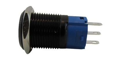 Кнопка антивандальна 16мм чорна selflock з фіксацією 220VAC (17225)