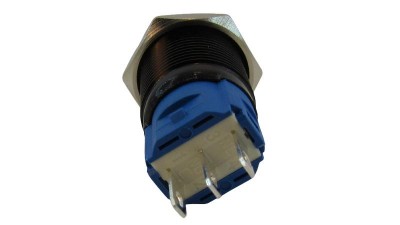 Кнопка антивандальна 16мм чорна selflock з фіксацією 220VAC (17225)