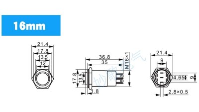 Кнопка антивандальна 16мм чорна selflock з фіксацією 220VAC (17225)