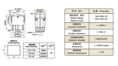 Перемикач двополюсний KCD4 з підсвіткою зелений 16A 250V (17415)