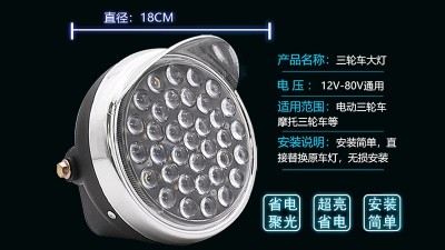 Фара для електроскутера мотоцикла 12-80V 36W 18см (17465)