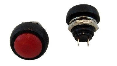Водостійкий перемикач кнопка без фіксації PBS-33B червоний 12мм (17575)