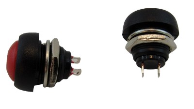 Водостійкий перемикач кнопка без фіксації PBS-33B червоний 12мм (17575)