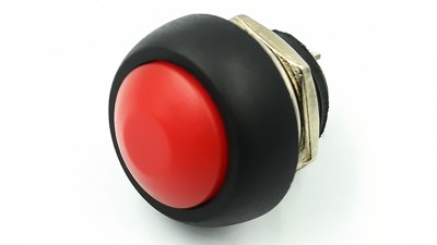 Водостійкий перемикач кнопка без фіксації PBS-33B червоний 12мм (17575)