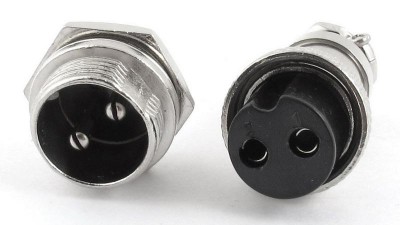 Розєм штекер циліндричний для зарядки електровелосипеда GX16 2pin (17981)