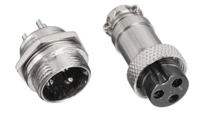 Розєм штекер циліндричний для зарядки електровелосипеда GX16 3pin (17982)