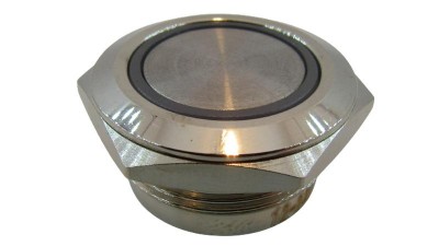 Кнопка антивандальна тактова без фіксації хром 19мм зелений колір (18101)