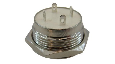 Кнопка антивандальна тактова без фіксації хром 19мм зелений колір (18101)