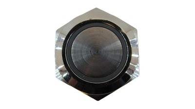 Кнопка антивандальна тактова без фіксації хром 19мм зелений колір (18101)