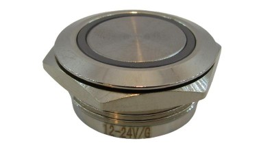 Кнопка антивандальна тактова без фіксації хром 22мм зелений колір (18102)