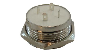 Кнопка антивандальна тактова без фіксації хром 22мм зелений колір (18102)