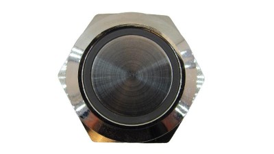 Кнопка антивандальна тактова без фіксації хром 22мм зелений колір (18102)