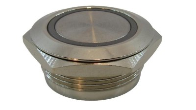 Кнопка антивандальна тактова без фіксації хром 22мм білий колір (18103)