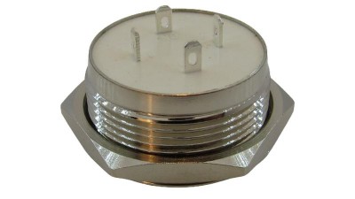 Кнопка антивандальна тактова без фіксації хром 22мм білий колір (18103)