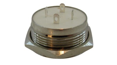 Кнопка антивандальна тактова без фіксації хром 22мм червоний колір (18104)