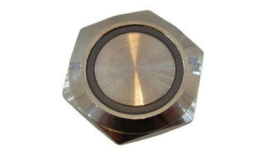 Кнопка антивандальна тактова без фіксації хром 22мм червоний колір (18104)