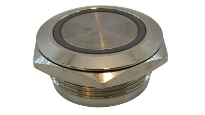 Кнопка антивандальна тактова без фіксації хром 22мм синій колір (18105)