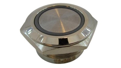 Кнопка антивандальна тактова без фіксації хром 19мм червоний колір (18106)