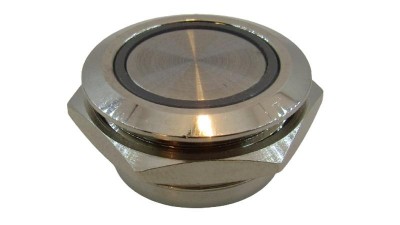 Кнопка антивандальна тактова без фіксації хром 19мм білий колір (18107)