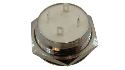 Кнопка антивандальна тактова без фіксації хром 19мм білий колір (18107)