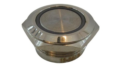 Кнопка антивандальна тактова без фіксації хром 19мм синій колір (18108)