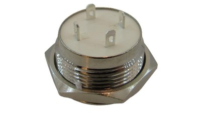 Кнопка антивандальна тактова без фіксації хром 19мм синій колір (18108)