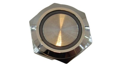 Кнопка антивандальна тактова без фіксації хром 19мм синій колір (18108)