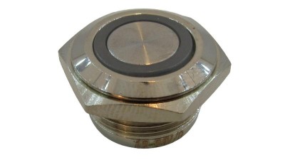 Кнопка антивандальна тактова без фіксації хром 16мм зелений колір (18110)