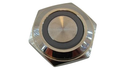 Кнопка антивандальна тактова без фіксації хром 16мм зелений колір (18110)