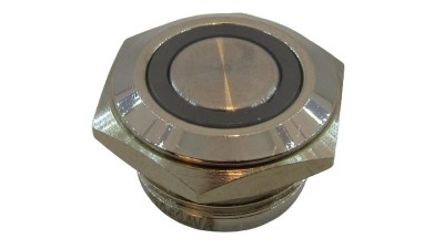 Кнопка антивандальна тактова без фіксації хром 16мм червоний колір (18111)