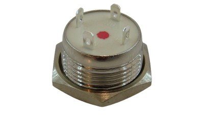 Кнопка антивандальна тактова без фіксації хром 16мм червоний колір (18111)