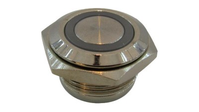 Кнопка антивандальна тактова без фіксації хром 16мм білий колір (18112)