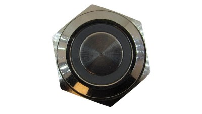 Кнопка антивандальна тактова без фіксації хром 16мм білий колір (18112)