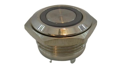 Кнопка антивандальна тактова без фіксації хром 16мм жовтий колір (18113)