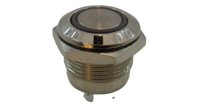 Кнопка антивандальна тактова без фіксації хром 12мм червоний колір (18114)