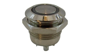 Кнопка антивандальна тактова без фіксації хром 12мм жовтий колір (18115)