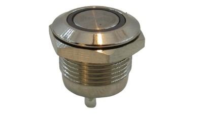 Кнопка антивандальна тактова без фіксації хром 12мм білий колір (18116)