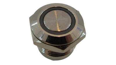 Кнопка антивандальна тактова без фіксації хром 12мм білий колір (18116)