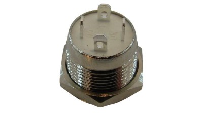 Кнопка антивандальна тактова без фіксації хром 12мм білий колір (18116)